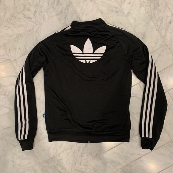 Adidas classic tricot running track jacket black & white stripes size XS - Picture 6 of 10